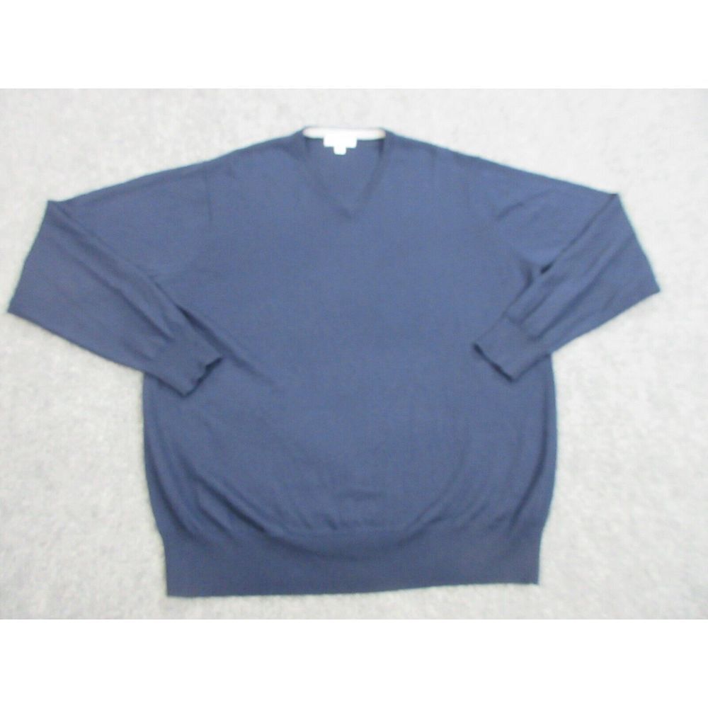 Peter Millar Sweater Mens Large Blue Merino Wool‎ Silk V Neck Casual Preppy Golf